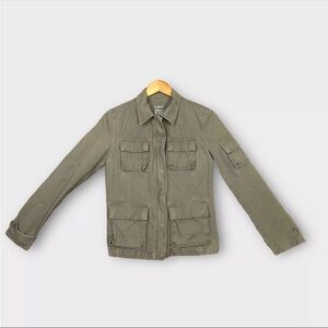 J Crew Women's Utility Cargo Safari Jacket Sz Small Green Military Field Y2K VTG